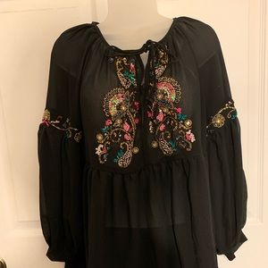 LaBellum by Hillary Scott Embroidered chiffon tee